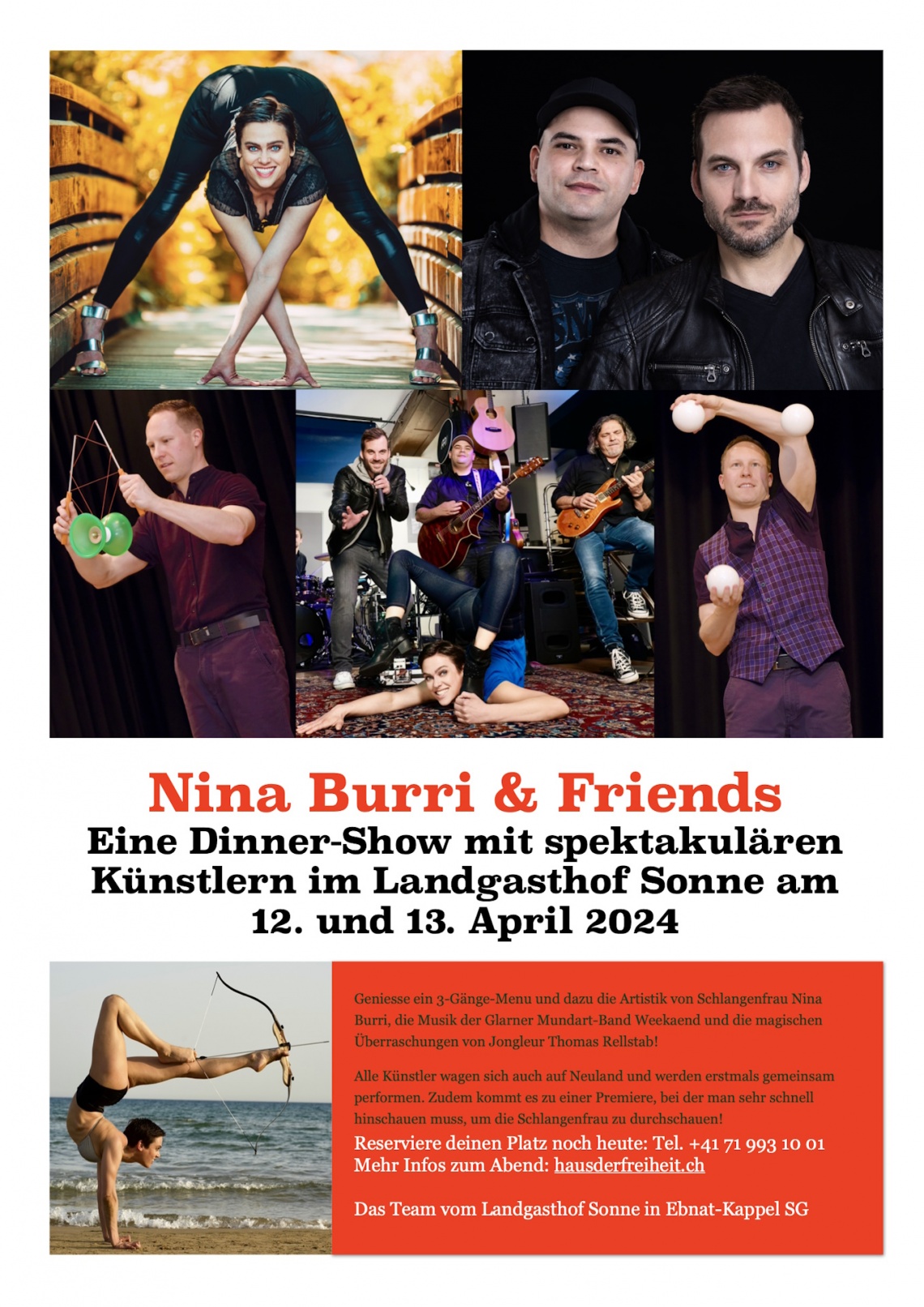 Variété Show Nina Burri & Friends (Freitag, 12.04.2024 um  19.00 Uhr)