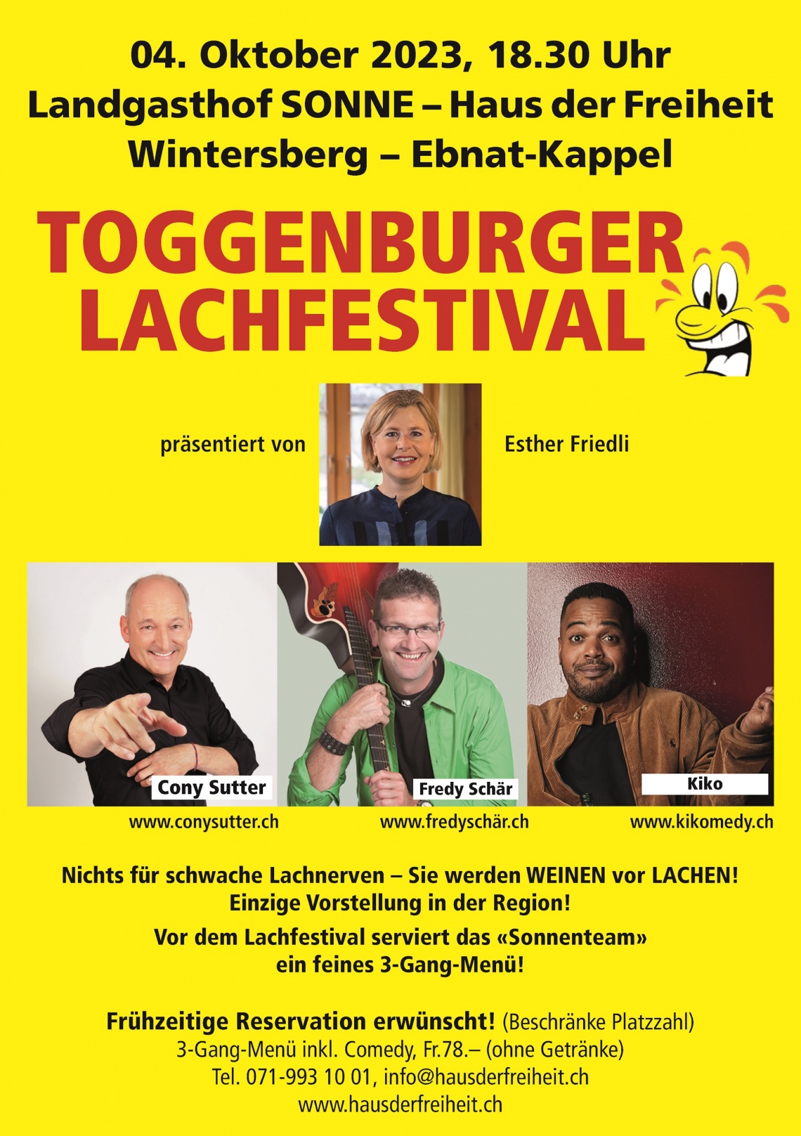 Toggenburger Lachfestival (Mittwoch, 04.10.2023 um  18.30 Uhr)